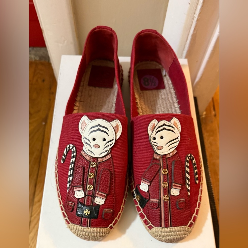 Red Espadrilles with Cat Design